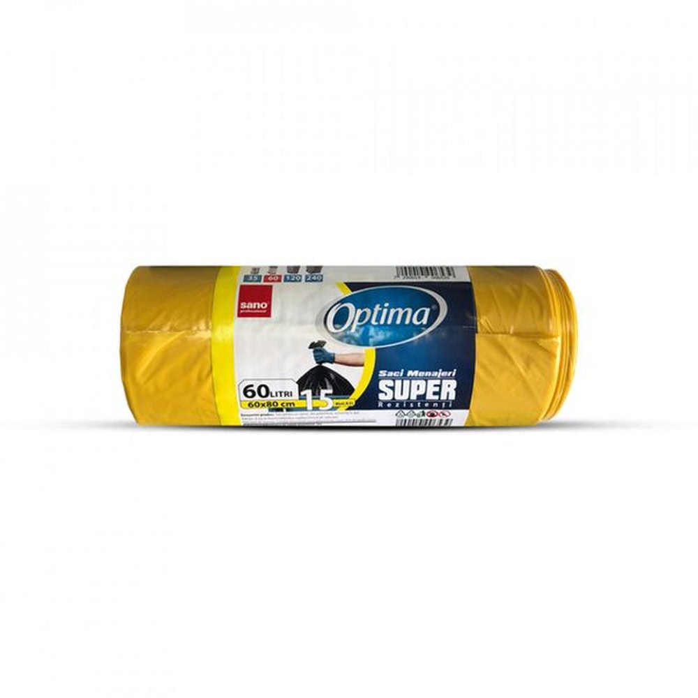 SANO OPTIMA SACI MENAJ 60L GALBEN 15BUC