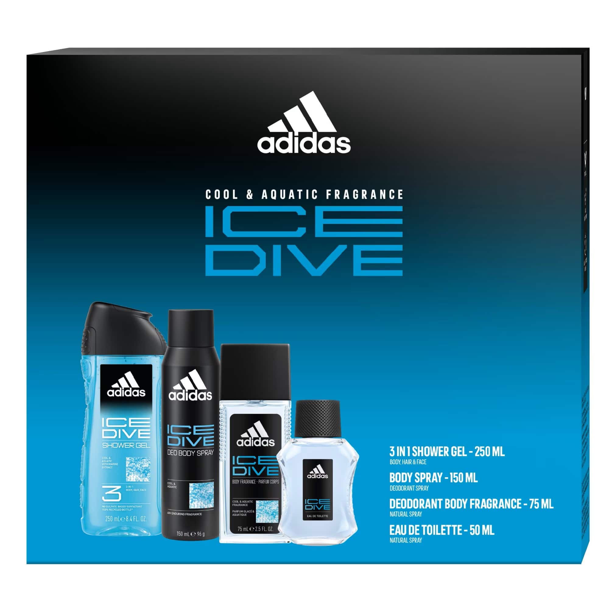 ADIDAS CAS MEN (EDT50+DNS75+DEO150+SG250) ICE DIVE