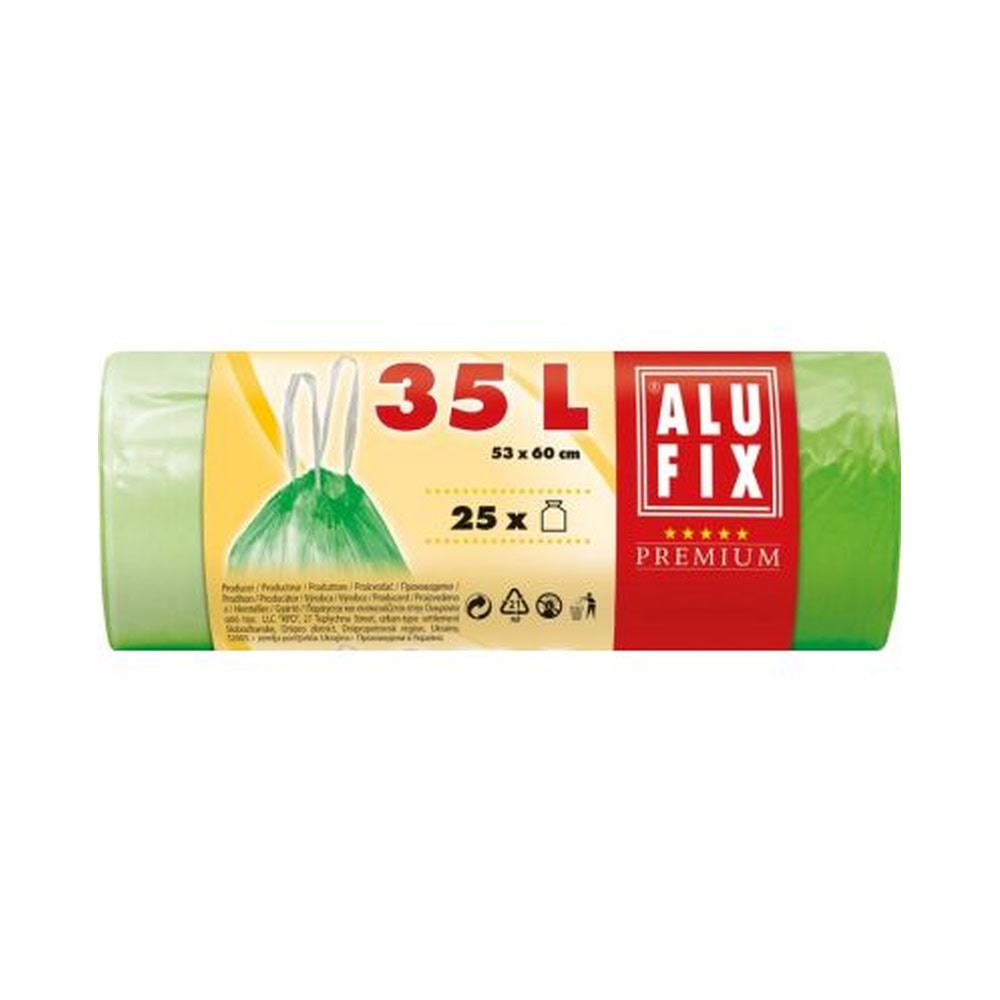 ALUFIX SACI MENAJ CU BANDA 35L VERDE 25BUC