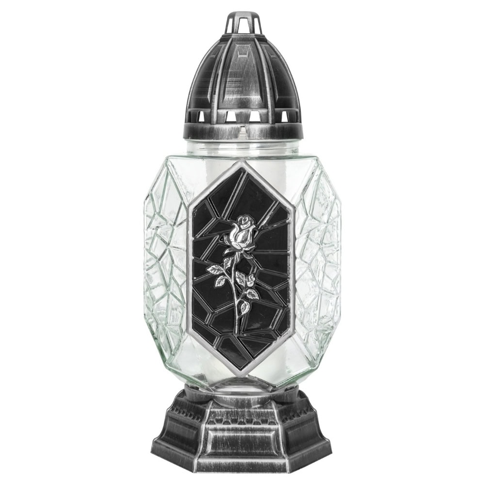 BISPOL CANDELA STICLA CU CAPAC 4073 ARGINTIU 48H