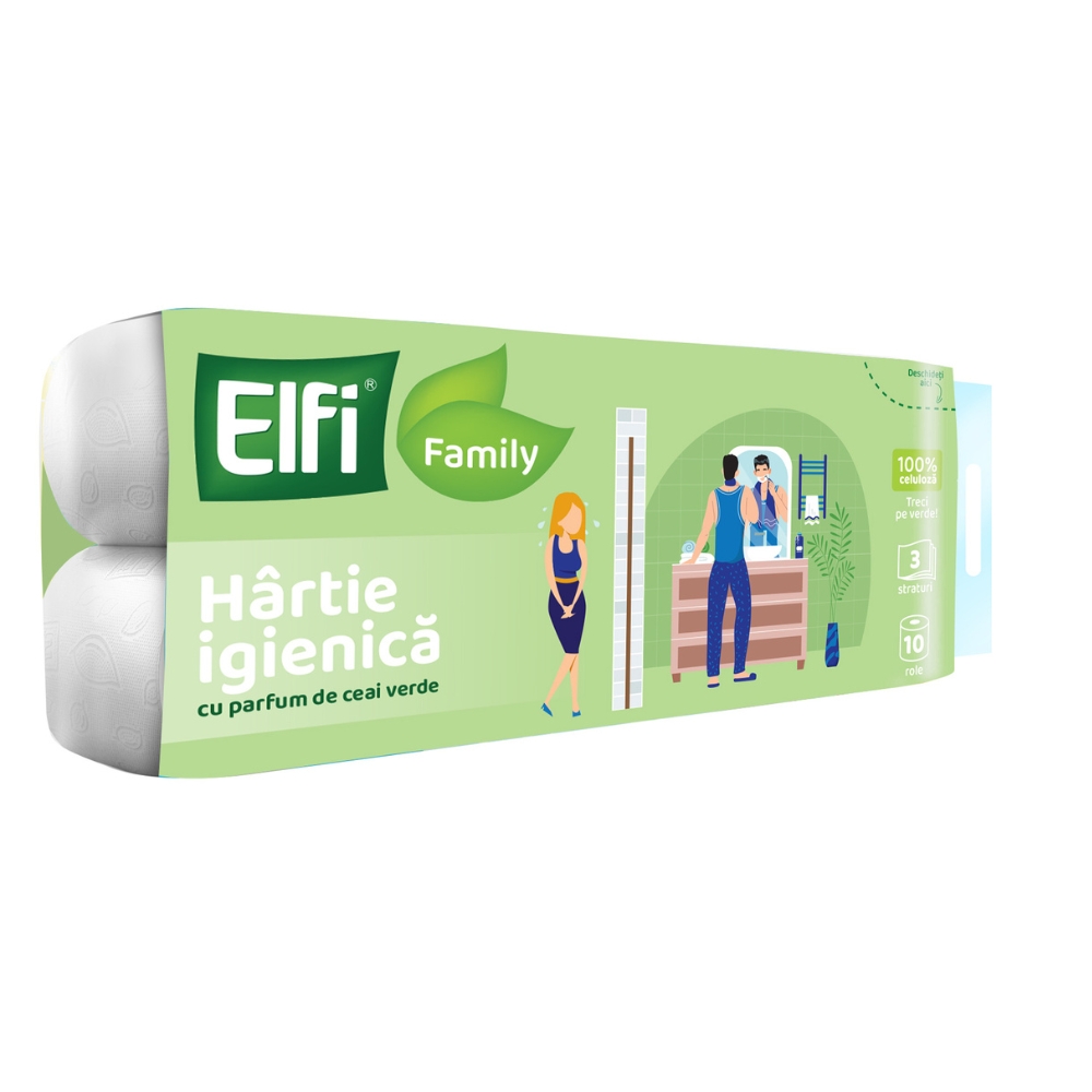 ELFI FAMILY HARTIE IGIENICA 3STR 10ROLE CEAI VERDE