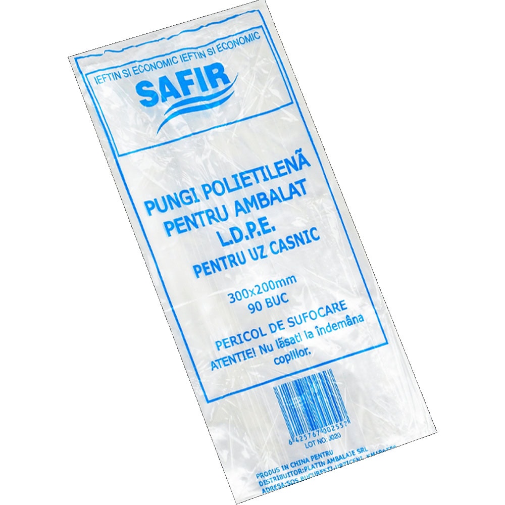 SAFIR PUNGI LDPE AMBALAT CONGELATOR 30X20CM 1KG 90BUC