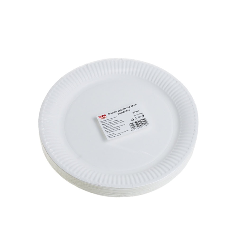 SAFIR FARFURII CARTON ALB 23CM 25BUC/SET