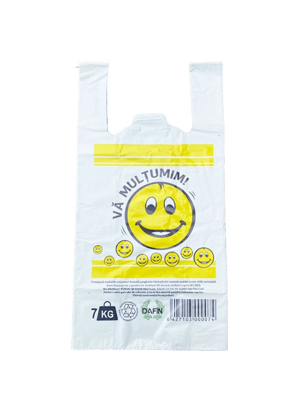 DAFIN PUNGA MAIEU LDPE 7KG YELLOW SMILE 50BUC/SET (ECOTAXA INCLUSA)