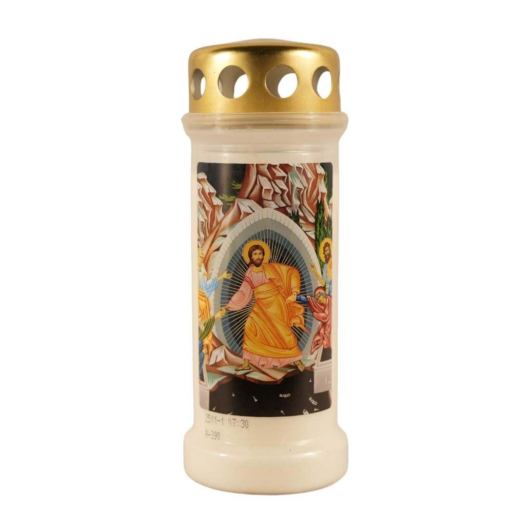 BOLSIUS CANDELA PLASTIC CU CAPAC DECOR INVIERE ALB 70H