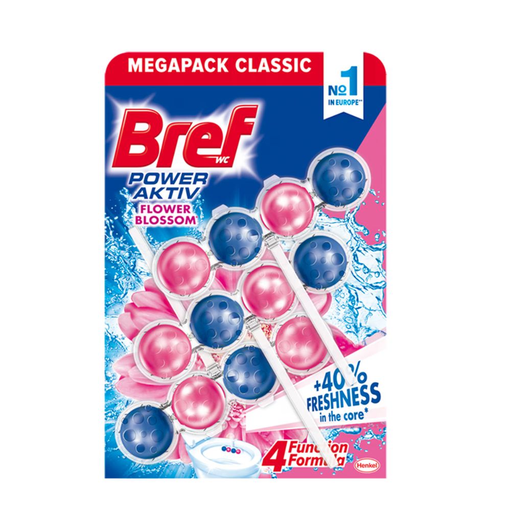 BREF ODORIZANT WC POWER AKTIV 3X50G FRESH FLOWERS