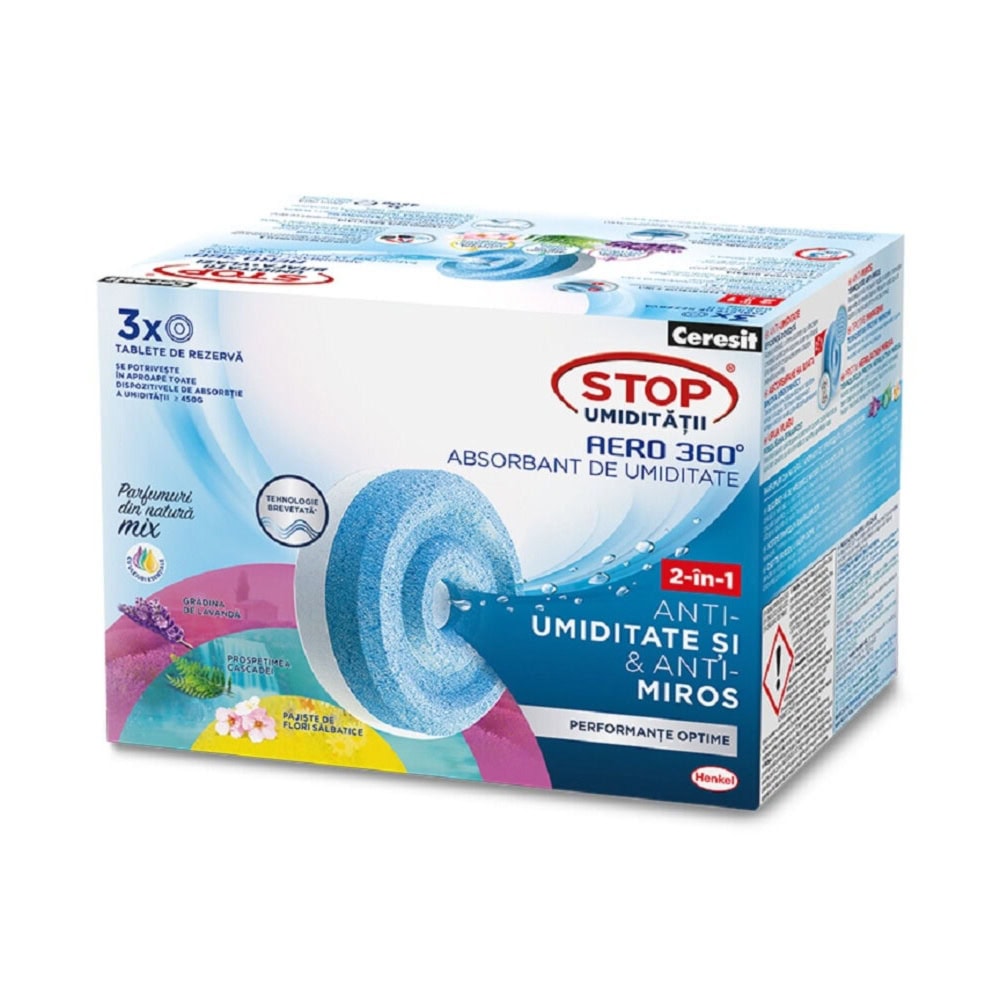 CERESIT REZERVA DEZUMIDIFICATOR AERO 360 3X450G MIX AROME